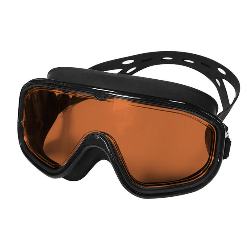 แว่นตาว่ายน้ำกรอบใหญ่สีขาว เลนส์สีน้ำตาล (ถุง OPP)