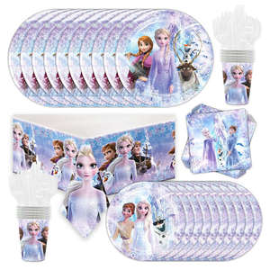 Suministros de fiesta de cumpleaños de princesa Frozen, decoraciones para fiestas temáticas para niñas, vajilla desechable para fiestas, sirve para 10 invitados K2046 - Product Image 2