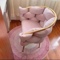 Fauteuil de relaxation moderne inclinable avec dossier ailé en tissu velours pour salon, table de maquillage et table de manucure