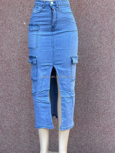 <span class=keywords><strong>Jupe</strong></span> en <span class=keywords><strong>jean</strong></span> vintage <span class=keywords><strong>taille</strong></span> <span class=keywords><strong>haute</strong></span> pour femme, style décontracté, coupe trapèze large, crayon ou tube droit, avec boutons décoratifs, idéale pour l'été - Product Image 3