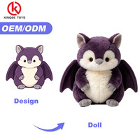 Peluche chauve-souris personnalisée, animal en peluche à ailes violettes pour fête d'Halloween, tissu doux, certifiée CE, 20 cm, 100 pièces MOQ, OEM