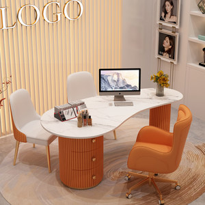 Bureau en bois moderne minimaliste pour salons de beauté et cliniques esthétiques médicales avec design incurvé - Product Image 5