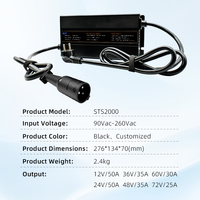 Chargeur rapide 12V 24V 36V 48V 60V 72V 2000W 25A 30A 35A 40A 50A Max de qualité industrielle pour véhicules électriques, chariots élévateurs, LiFePO4