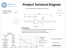 קבל מעביר תדרים נמוכים 4033, 1000pF, 200VDC, 10A, להתקנה על פאנל, מסנן EMI - Product Image 4
