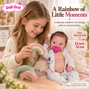 ตุ๊กตาเด็กเกิดใหม่แบบเต็มตัวทำจากซิลิโคนขนาด 13 นิ้ว รุ่น Doll Duo Custom  แบบมองข้าง  ชุดรอมเปอร์ลายจุดแดง  ของขวัญคริสต์มาสส่วนตัวสำหรับเด็ก - Product Image 2