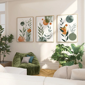Conjunto de Impresiones en Lienzo de Acuarela Botánica Enmarcadas, Arte de Pared con Flores y Hojas de Estilo Nórdico Boho para Decoración de Paredes del Hogar - Product Image 5