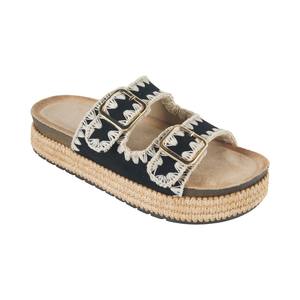 Ciabatte da donna estive da donna con suola spessa moda abbigliamento esterno nuovo sandali Slip-On con fibbia in Denim di grandi dimensioni per donna - Product Image 3