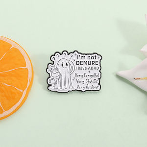 Je ne suis pas d'humeur j'ai de l'anxiété émail broche mignon fantôme santé mentale broche revers Badge bijoux cadeau pour amis en vrac - Product Image 2