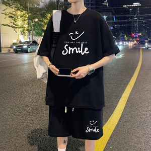 Conjunto de Verano Juvenil de Moda 2026 de Joychuang, Conjunto de Camiseta de Manga Corta y Pantalones Cortos de Seda Helada <span class=keywords><strong>para</strong></span> Hombre, Conjuntos Masculinos con Estampado Gráfico - Product Image 2