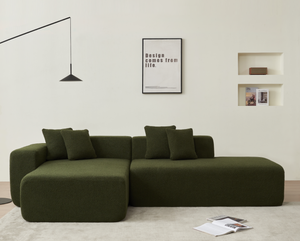 โซฟาแบ่งส่วนแบบแยกส่วนโซฟาตกแต่งรูปตัว L ที่สะดวกสบายพร้อมเก้าอี้นอนสำหรับห้องนั่งเล่นห้องนอนอพาร์ทเม้นสีเขียว - Product Image 1