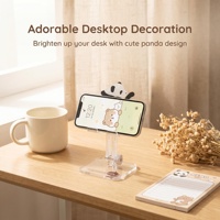Support de téléphone Panda au design innovant, en acrylique anti-jaunissement, réglable et pliable, support de bureau transparent pour cadeau personnalisé mignon, vente en gros