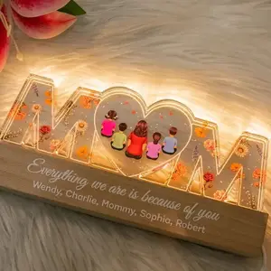 Hadiah lampu malam Homemory foto kustom untuk hadiah Hari Ibu hadiah lampu cahaya Ibu Terbaik