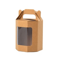 Boîte cadeau en papier hexagonale pliable de couleur unie avec fenêtre transparente en PVC, pour fleurs et jouets