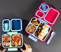 Boîte à lunch bento portable avec compartiments séparés, couvercle hermétique et couverts intégrés pour l'école, le bureau, les voyages et le stockage des repas