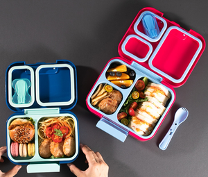 Boîte à lunch bento portable avec compartiments séparés, couvercle hermétique et couverts intégrés pour l'école, le bureau, les voyages et le stockage des repas - Product Image 6