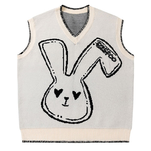 2024 nouveauté personnalisé femmes ample <span class=keywords><strong>sans</strong></span> <span class=keywords><strong>manches</strong></span> <span class=keywords><strong>pull</strong></span> tricots coton Jacquard motif <span class=keywords><strong>tricot</strong></span>é haut col en V gilet <span class=keywords><strong>pull</strong></span> - Product Image 1