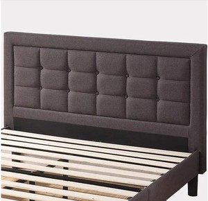 Bois solide de soutien lit rembourré en tissu avec bouton tête de lit capitonnée - Product Image 3