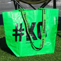 Sac de courses réutilisable imperméable en PP tissé robuste avec poignée longue, impression numérique, usage industriel