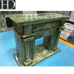 Classic Design Natural Marble Fireplace Dandong Ming Green Marble Stone Fireplace Modern NEW