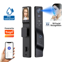 Serrure de porte intelligente IP66 avec reconnaissance faciale 3D, empreinte digitale, code, carte, application, déverrouillage par combinaison, interphone vidéo et sonnette