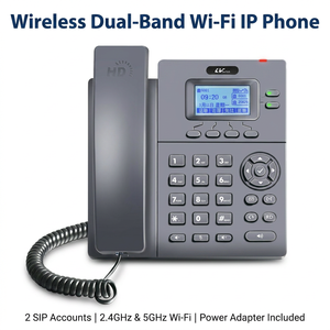 Téléphone <span class=keywords><strong>VoIP</strong></span> WiFi double bande, téléphone IP sans fil de bureau, téléphone SIP 2 lignes, écran LCD 2,4 pouces, Ethernet 10/100M, téléphone de bureau - Product Image 1