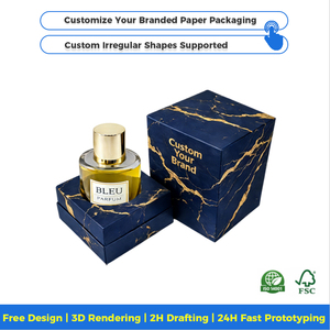 กล่องของขวัญกระดาษพรีเมียมหรูหราแบบ OEM ฝาและฐานเคลือบฟอยล์ทอง พิมพ์ลายตามสั่ง วัสดุรีไซเคิล สำหรับน้ำหอม - Product Image 2