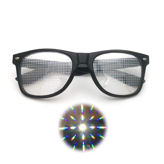 DAMAI Black Frame Extreme Line Diffraction Glasses Laser Etched for Vibrant Rainbow Light Effects Perfect for Raves Festivals