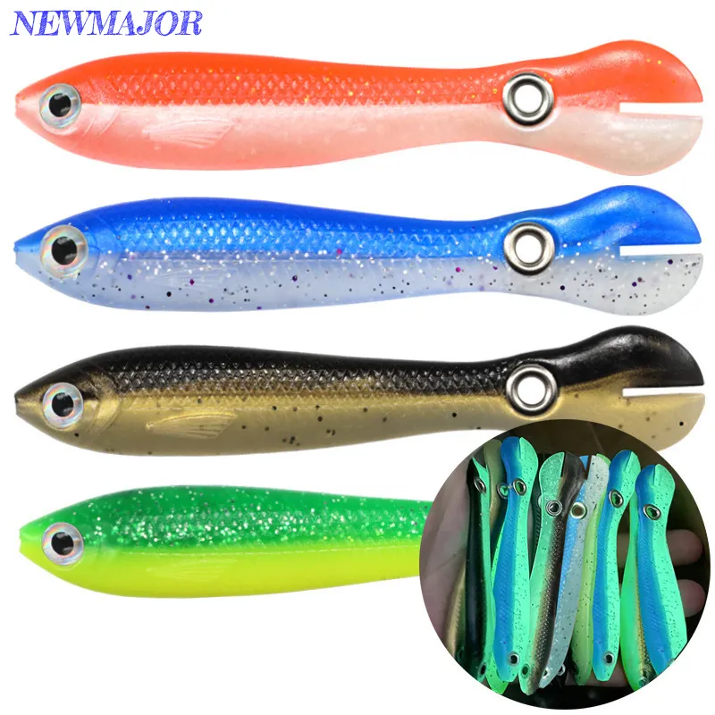 NEWMAJOR 7cm 10cm luminous Soft Fishing Bait Wobbler Tail Lure Silicone Small Loach Bait swim Artificial Baits For Bass Pike