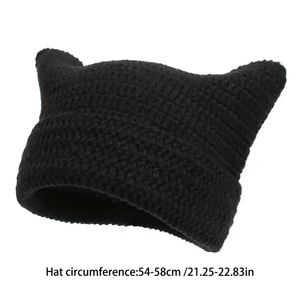 Usine nouvelle mode Boho Crochet chapeau Kufi Beanie pour femmes à la main hiver tricoté chapeau avec doux chat oreille Bengale Design - Product Image 2