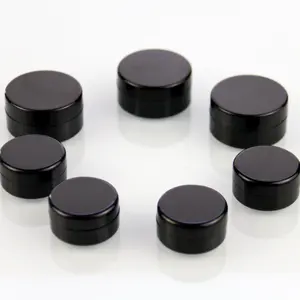 Factory price plastic face cream eye cream sample pot 3g 10g black skincare travel packaging small cosmetic jar with lid