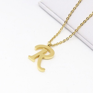 New <b>Initials</b> Gold Plated Stainless Steel Fashion Letter R Charm <b>Pendant</b> Jewelry - Product Image 6