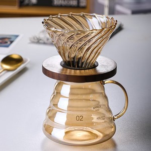 Ensemble de service à café nordique pour infusion, avec filtres <span class=keywords><strong>en</strong></span> bois de noyer et carafe <span class=keywords><strong>en</strong></span> <span class=keywords><strong>verre</strong></span> borosilicate de haute qualité, 500 ml, marron, écologique - Product Image 1