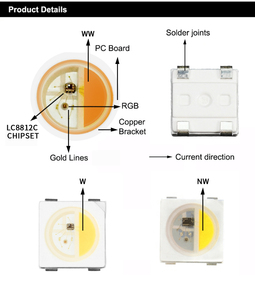 0,25 w direccionable Sk6812 RGB Amarillo/blanco Sk6812 RGBW 4 in1 Color Chips - Product Image 2