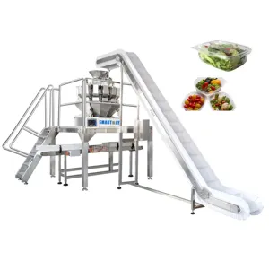 Automatically filling weighing dispensing plastic trays packaging machine basil coriander Cabbage kale packing machine