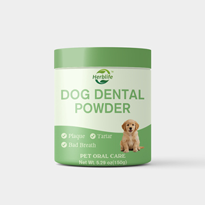 Poudre dentaire pour chiens OEM/ODM à succès avec mélange de plantes naturelles et probiotiques pour une haleine fraîche, l'élimination du tartre et de la plaque dentaire - Product Image 1