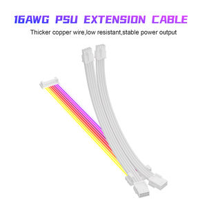 <span class=keywords><strong>RGB</strong></span> PSU Full White ARGB Cable Kit 2*8(6 + 2) Pin <span class=keywords><strong>Strimer</strong></span> Extension pour GPU Power Supply 5V 3Pin Synchronized for Computer - Product Image 3