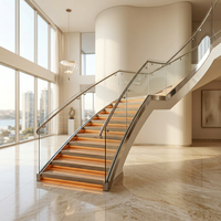 Kit d'escalier en bois massif avec rampe en verre, design contemporain, sûr et durable, escaliers flottants