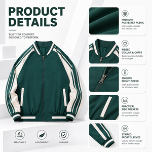 Giacca Varsity da Uomo Stile Unico con Colletto Rialzato e Logo Frontale, <span class=keywords><strong>Abbigliamento</strong></span> <span class=keywords><strong>Casual</strong></span> <span class=keywords><strong>Invernale</strong></span> Caldo Tinta Unita - Product Image 4
