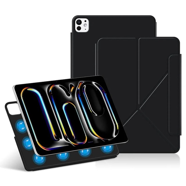 For iPad Pro 13 (2025) (2024) Leather Case Origami Stand Magnetic Tablet Case with Magnetic Flap Auto Wake Sleep Shockproof