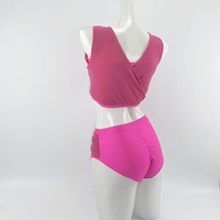 Nouveau Style de maille en Nylon rose pour femmes, ensemble doux, pantalon mi-taille, grande taille, Sexy, vêtements de danse pôle pour femmes