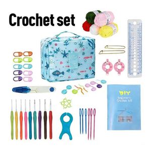 Hand <b>Knitting</b> Crochet Kit Eco-Friendly Colorful Simple Square Yarn Tools Accessories DIY Craft Learning Starter <b>Set</b> <b>Beginner</b> - Product Image 6