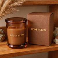 Stoples Lilin Kaca Amber Transparan 8oz 10oz 12oz Stoples Lilin Mewah Kosong dengan Tutup untuk Pembuatan Lilin