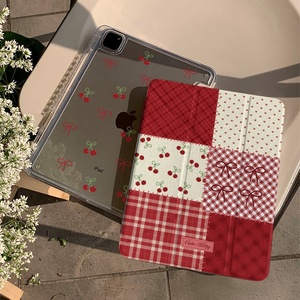 Funda protectora plana con Estampado de cereza a cuadros coreanos para <span class=keywords><strong>iPad</strong></span> <span class=keywords><strong>Air</strong></span> 10th Generation <span class=keywords><strong>y</strong></span> <span class=keywords><strong>Mini</strong></span> 6 con ranura para bolígrafo 2024 <span class=keywords><strong>Y</strong></span> Folding Pro - Product Image 2