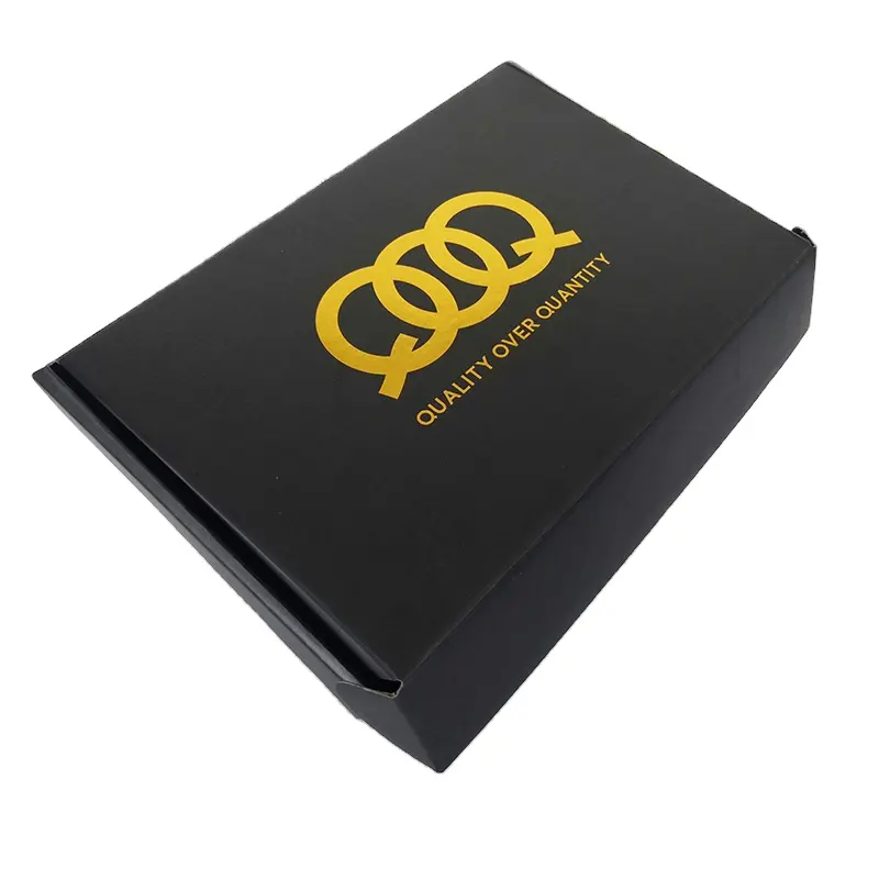 Caja de envío de embalaje de camisa de hombre con logotipo de Oro Negro plegable Caja de correo de ropa interior corrugada
