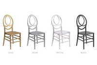 Chaise Phénix en résine dorée moderne, empilable et démontable, pour la location d'événements, banquets de mariage et fêtes