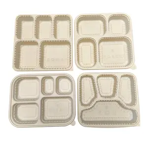 可生物降解餐具批发环保麦秸3玉米淀粉分区5格5 4格一次性饭盒