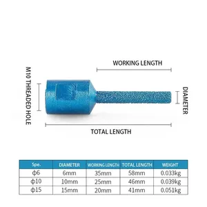 M10 iplik vakum kaynaklı elmas parmak Bit freze kesicisi seramik karo granit mermer freze kesme için 6/10/15mm