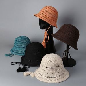 2025 New Fashion High Quality Breathable Hollow Out Knitted <b>Bucket</b> <b>Hat</b> Spring Summer Travel Casual <b>Strings</b> Fisherman <b>Hat</b> - Product Image 3