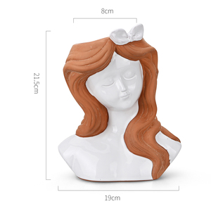 Fille <span class=keywords><strong>visage</strong></span> <span class=keywords><strong>Pot</strong></span> de fleur tête jardinière <span class=keywords><strong>Pot</strong></span> succulente <span class=keywords><strong>terre</strong></span> <span class=keywords><strong>cuite</strong></span> rouge et blanc Vases artificiels pour fleurs décoration de la maison - Product Image 6