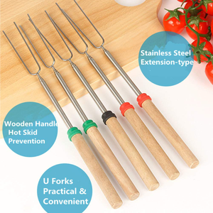 Fourchettes télescopiques en acier inoxydable pour barbecue, bâtonnets de cuisson pour guimauves, réglables de 31 à 81 cm, résistantes à la chaleur, écologiques, de haute qualité - Product Image 4